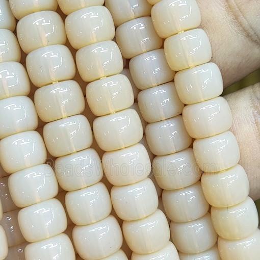 peach Jadeite Glass beads, barrel