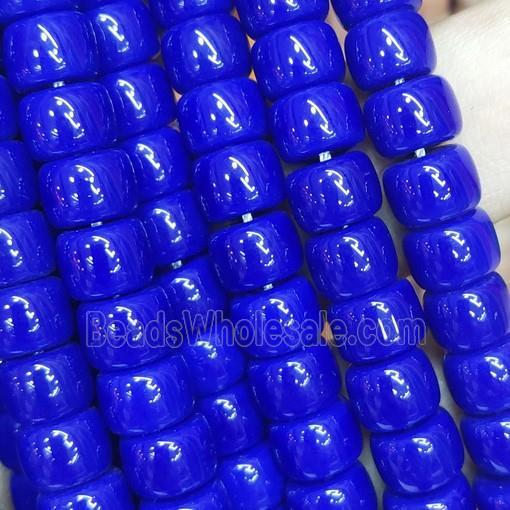 blue Jadeite Glass beads, barrel