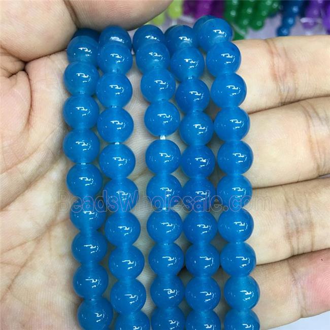 round Jadeite Glass beads, blue