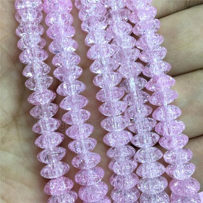 lt.hotpink Crackle Crystal Glass bicone beads
