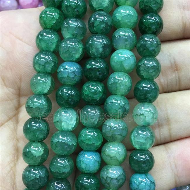 green Crackle Glass round Beads