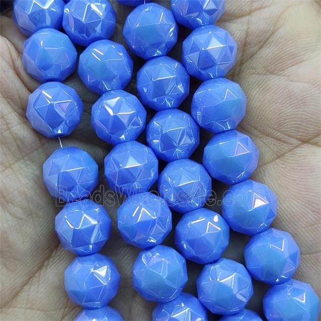 blue Jadeite Glass Beads, faceted round
