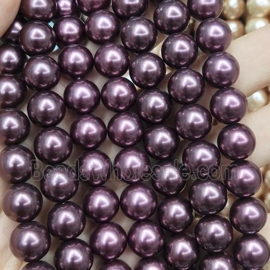 purple Pearlized Glass Beads, round