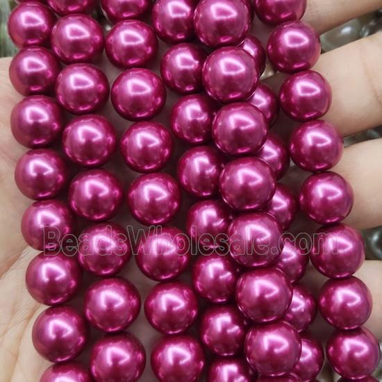 fuchsia Pearlized Glass Beads, round