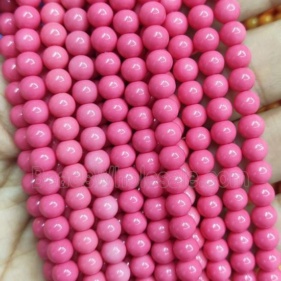 pink Lacquered Glass Beads, round