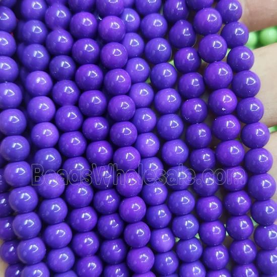lavender fire Lacquered Glass Beads, round
