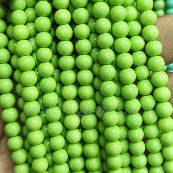 olive Lacquered Glass Beads, round