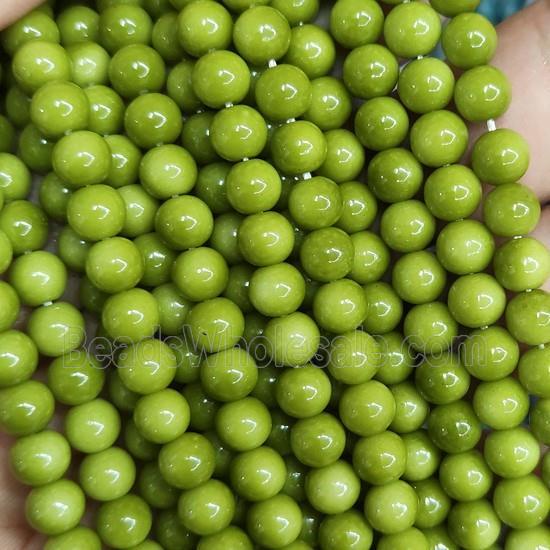 olive fire Lacquered Glass Beads, round