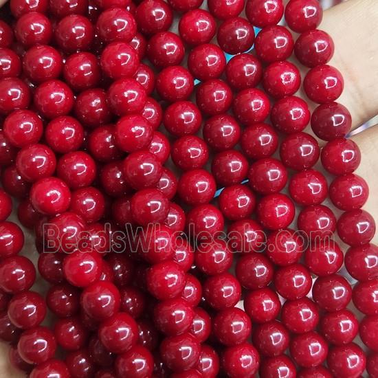 dp.Red fire Lacquered Glass Beads, round