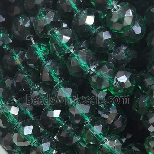 Peacockgreen Chinese Crystal Glass Beads Faceted Rondelle