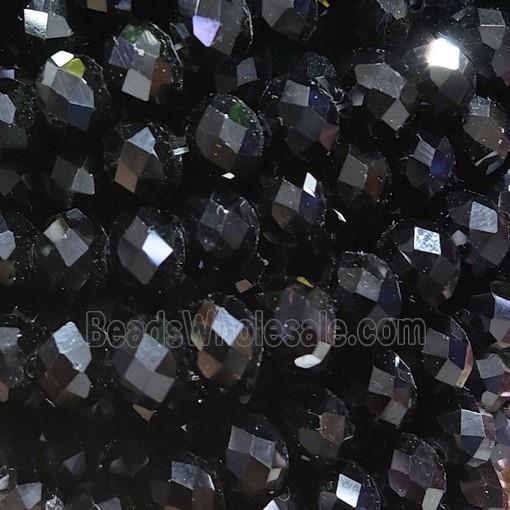 Black Chinese Crystal Glass Beads Faceted Rondelle