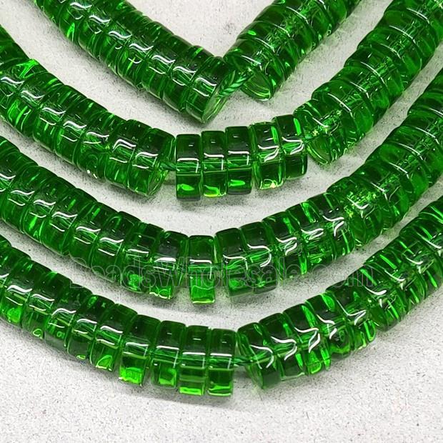Green Crystal Glass Heishi Spacer Beads