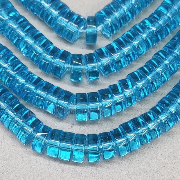 Blue Crystal Glass Heishi Spacer Beads