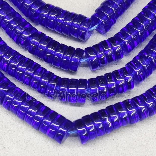 LapisBlue Crystal Glass Heishi Spacer Beads