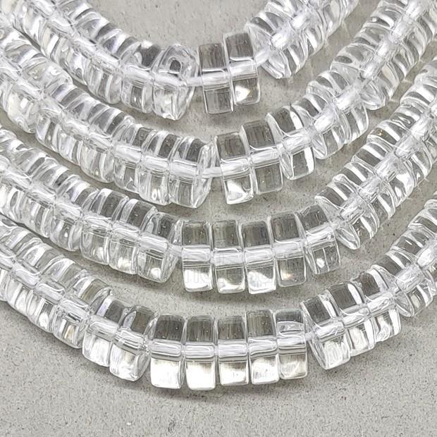 Clear Crystal Glass Heishi Spacer Beads