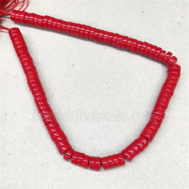 Red Jadeite Glass Heishi Spacer Beads