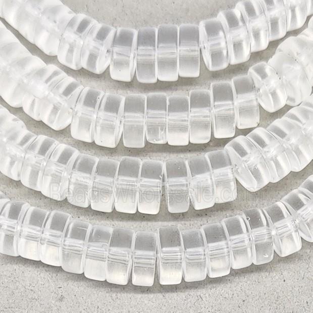 Clear Crystal Glass Heishi Spacer Beads Matte
