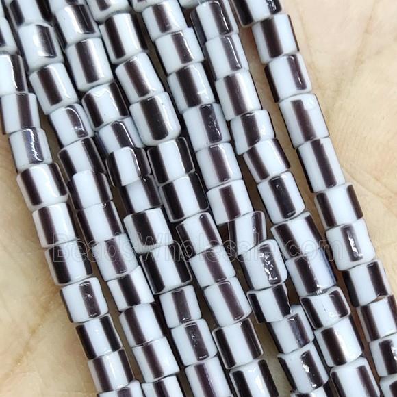 Lampwork Glass Tube Beads White Black