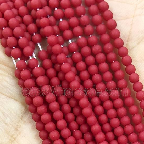 Red Glass Seed Beads Round Matte