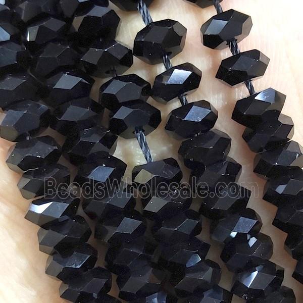 Black Crystal Glass Beads Faceted Rondelle
