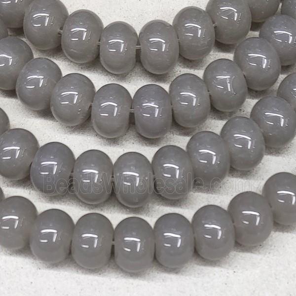 Grey Jadeite Glass Rondelle Beads