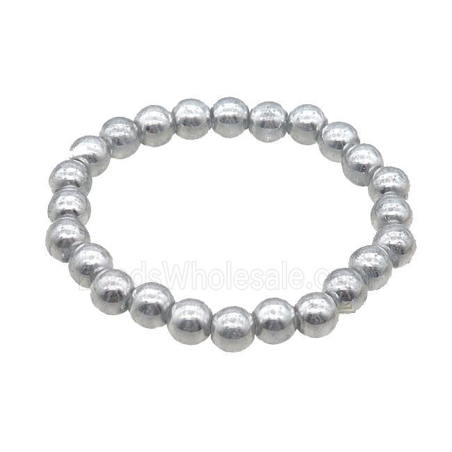 Silver Crystal Glass Bracelet Stretchy
