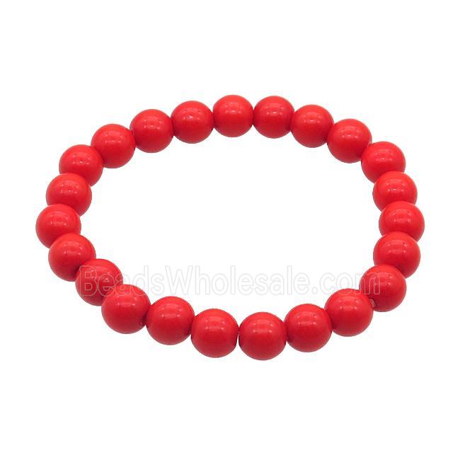Red Lacquered Glass Bracelet Stretchy