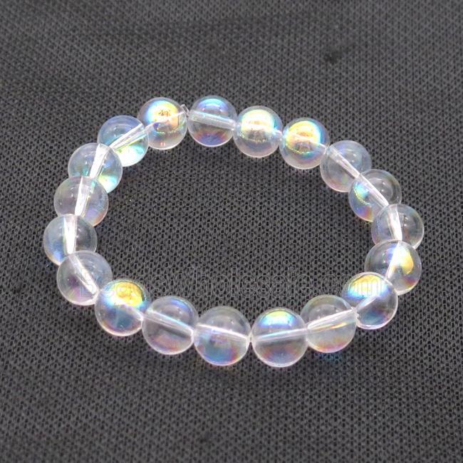 Crystal Glass Bracelet Stretchy Smooth Round AB-Color
