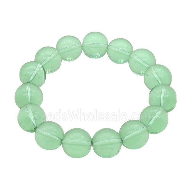 Green Crystal Glass Bracelet Stretchy Smooth Round