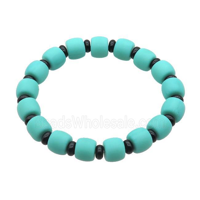Green Jadeite Glass Braclet Stretchy Rondelle