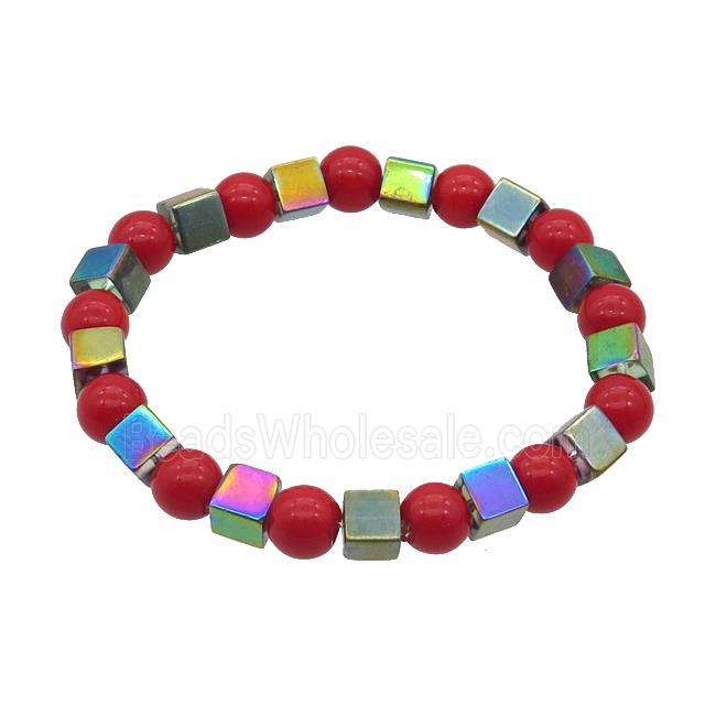 Crystal Glass Bracelet Stretchy Multicolor
