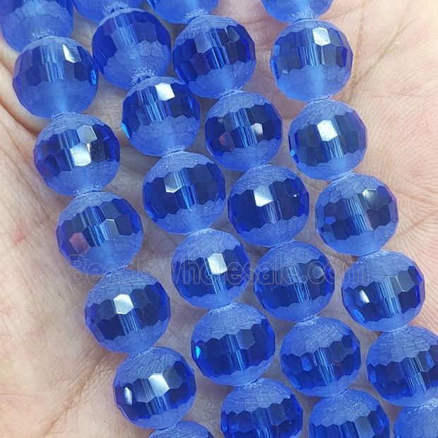 Round Blue Crystal Glass Beads Matte Faceted