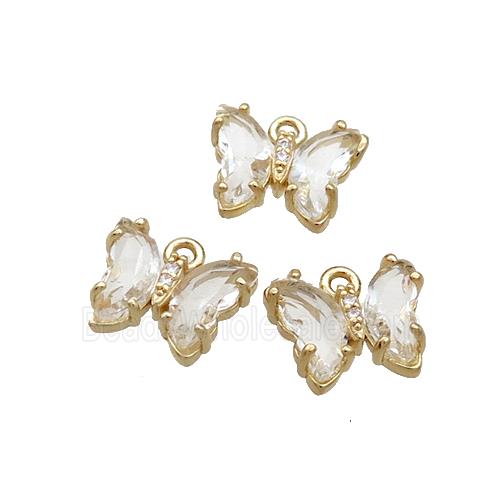 Copper Butterfly Pendant Pave Crystal Glass Gold Plated