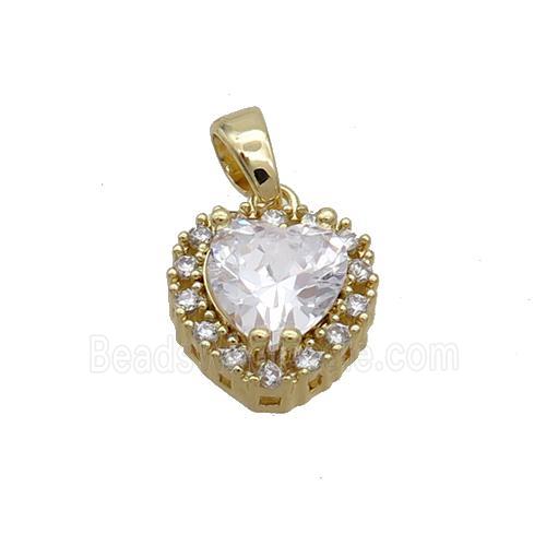 Copper Heart Pendant Pave Crystal Glass Gold Plated