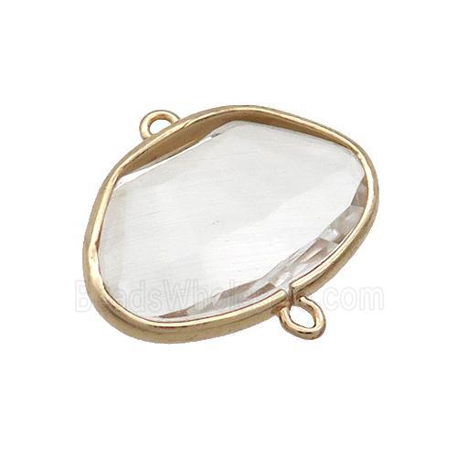 Copper Oval Connector Pave Crystal Glass Gold Plated