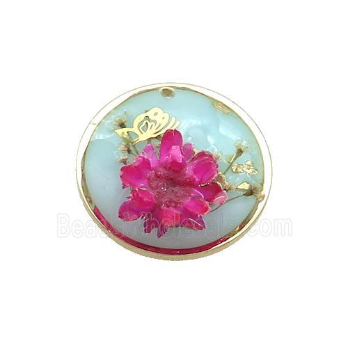 Blue Resin Circle Pendant Flower
