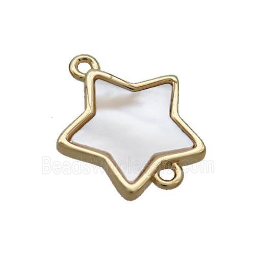 Copper Star Connector Pave Shell Gold Plated