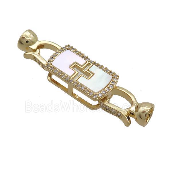 Copper Clasp Pave Shell Zircon Gold Plated