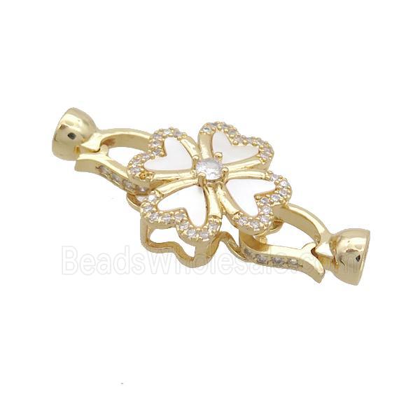 Copper Clasp Pave Shell Zircon Gold Plated
