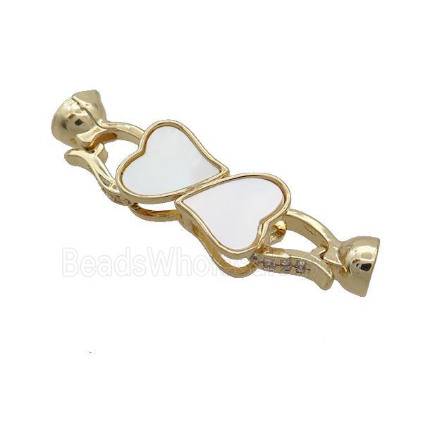Copper Clasp Pave Shell Zircon Heart Gold Plated