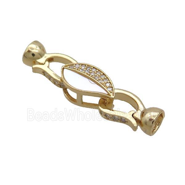 Copper Clasp Pave Shell Zircon Gold Plated