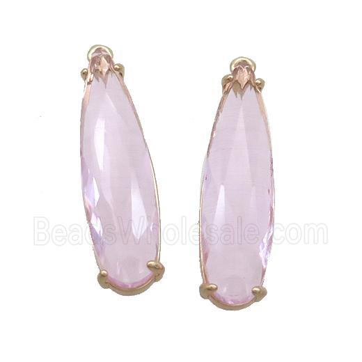 Pink Crystal Glass Teardrop Pendant