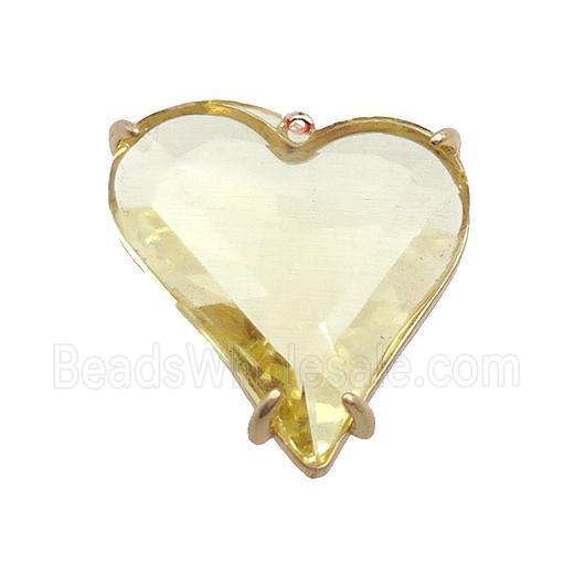 Yellow Crystal Glass Heart Pendant
