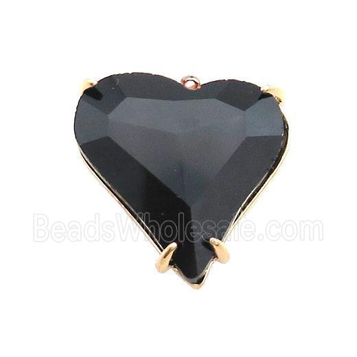 Black Crystal Glass Heart Pendant