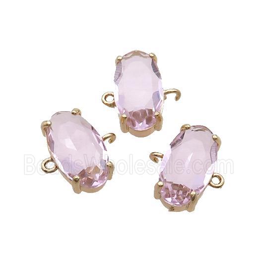 Copper Oval Connector Pave Pink Crystal Glass Gold Plated