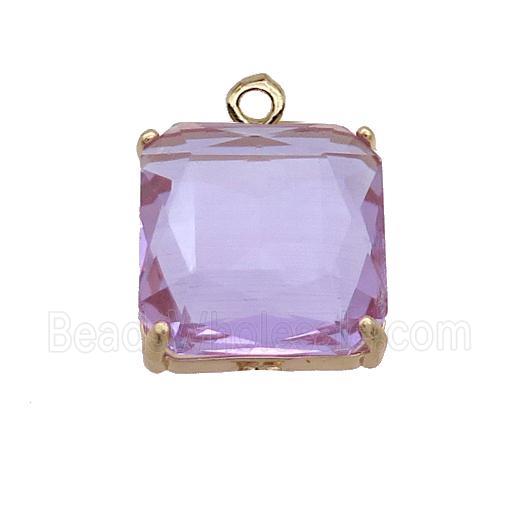 Purple Crystal Glass Square Pendant 
