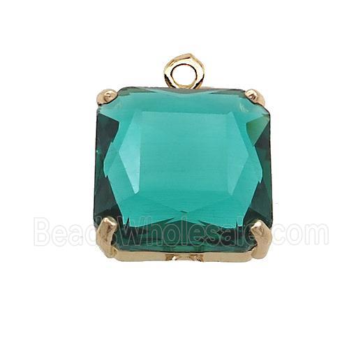 Green Crystal Glass Square Pendant 