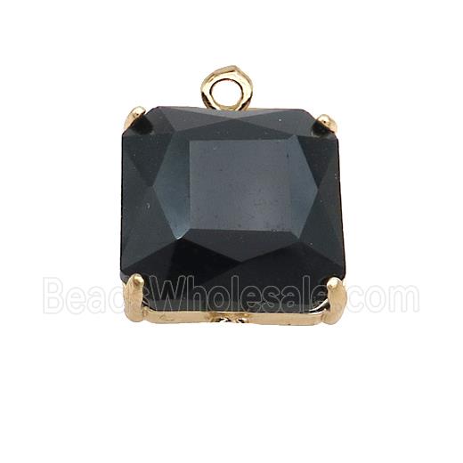 Black Crystal Glass Square Pendant 