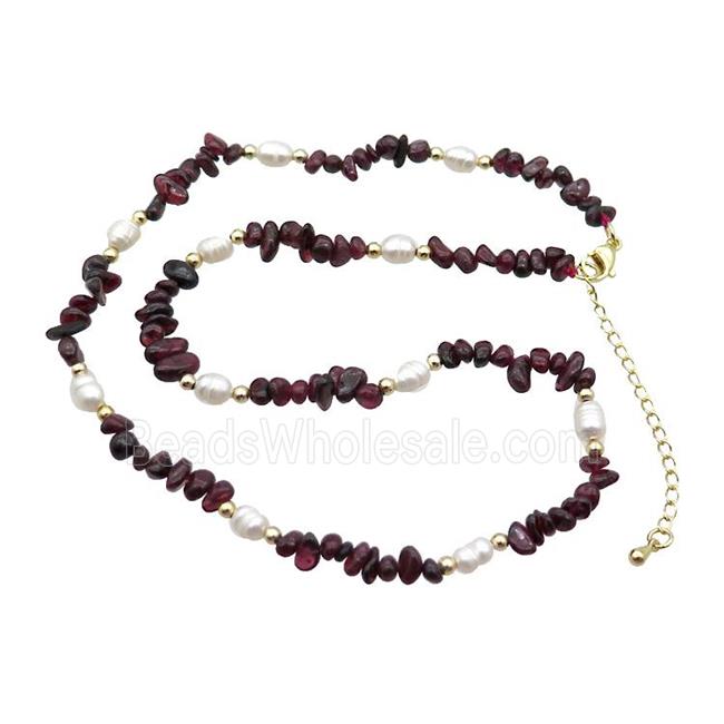 Garnet Necklace With Pearl