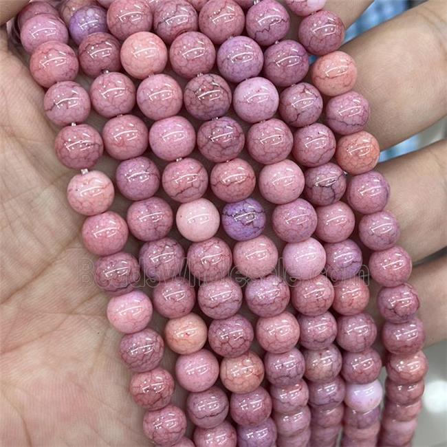 Ceramic Glass Beads Smooth Round Pink